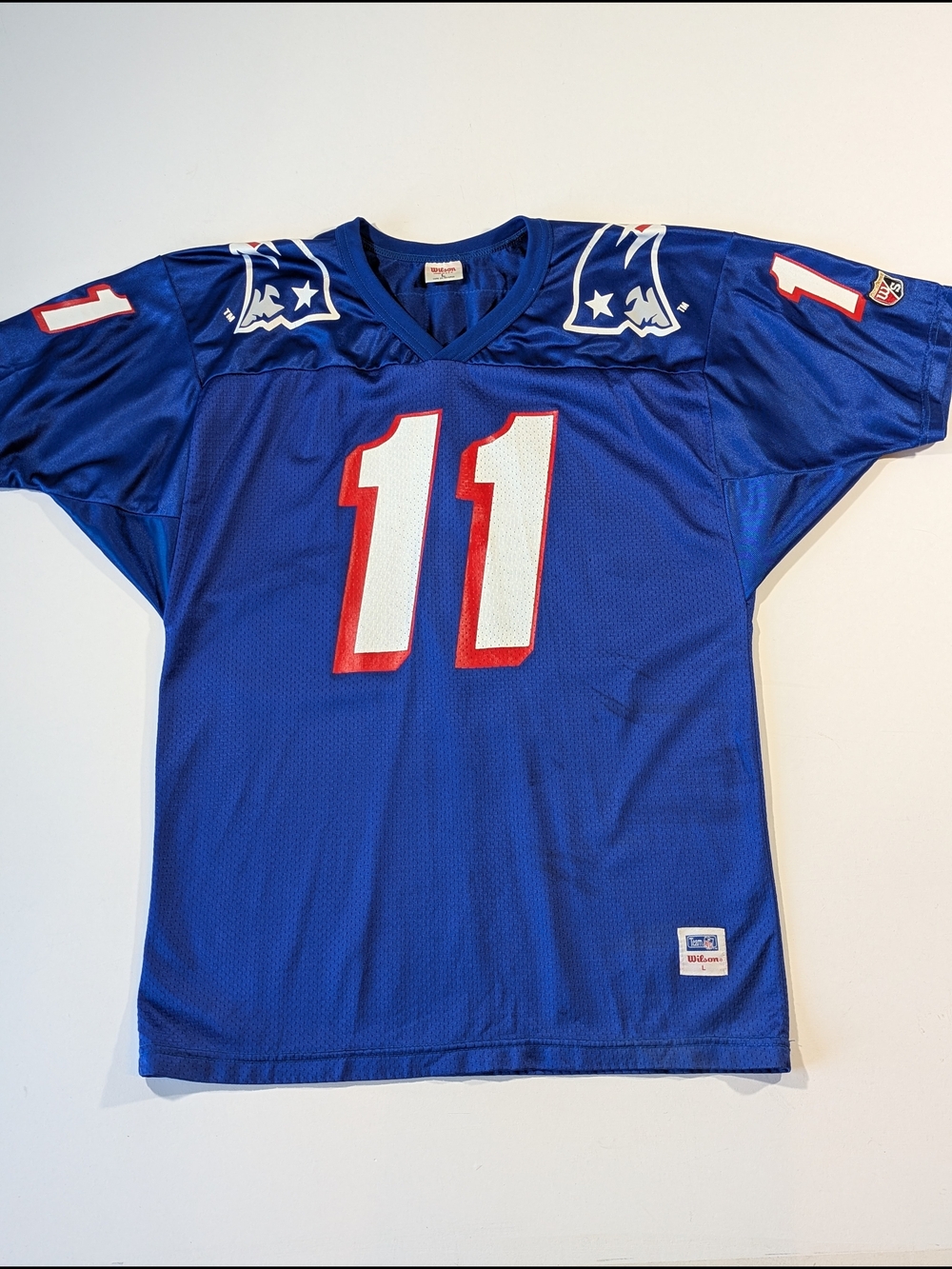 Vintage New England Patriots Drew Bledsoe 11 Wilson Jersey Size Large USA Made